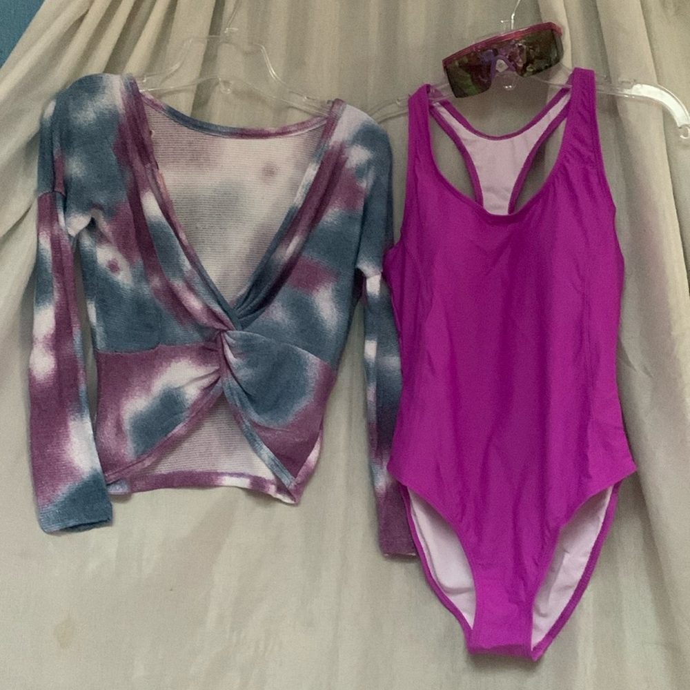 Purple swimsuit combo